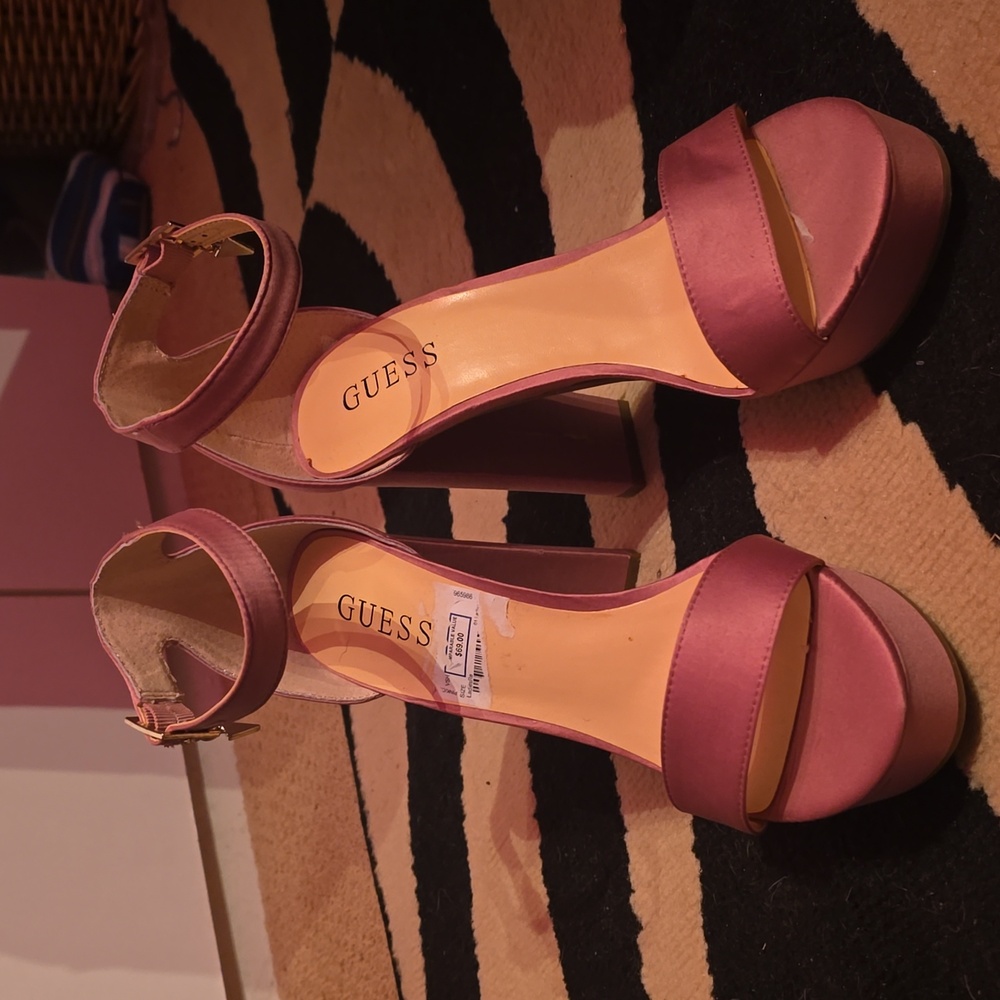 Guess Satin Rose Pink Platforms
